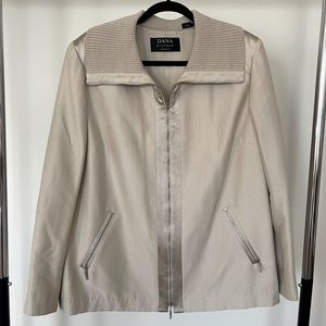 Dana Buckman Zip-Up Silk Jacket, Size 16